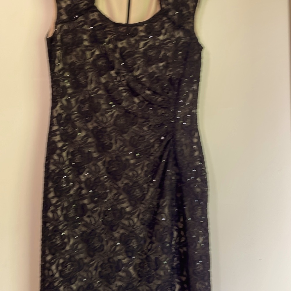 Black lace evening dress